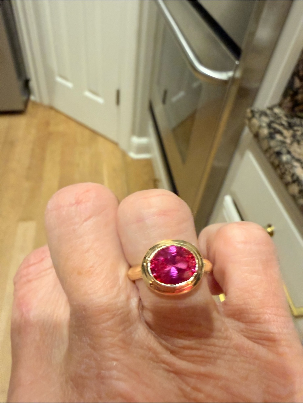 NWT in box Baublebar Gold Ring with Rose Gemstone - Classic Women's Ring size 8